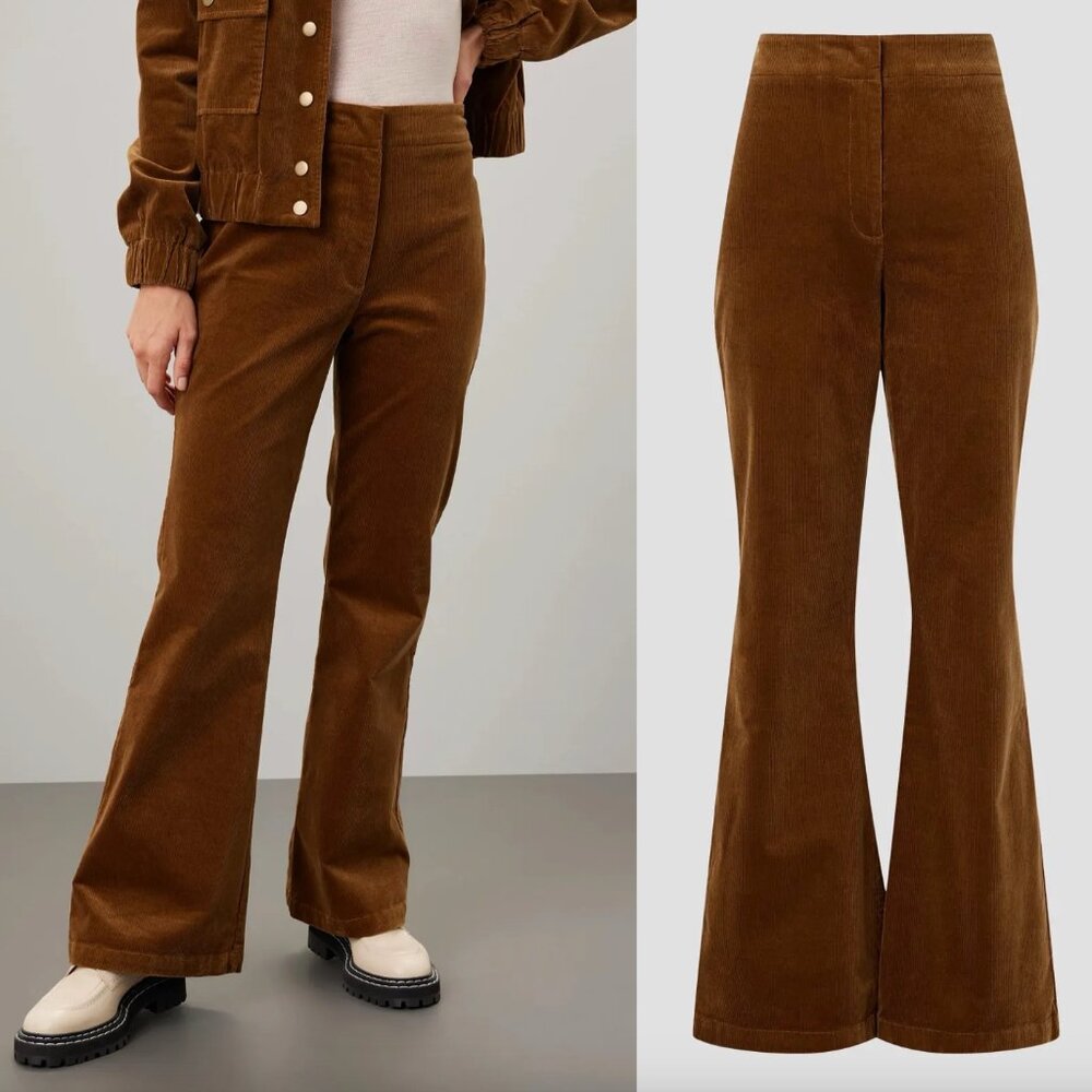 Adam Lippes x RTR Corduroy Flare Pants in Brown Bell Bottom Boot Cut 6